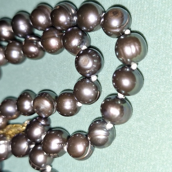 🦪 Stunning vintage black pearl knotted necklace. 18" freshwater dyed. - Picture 5 of 17